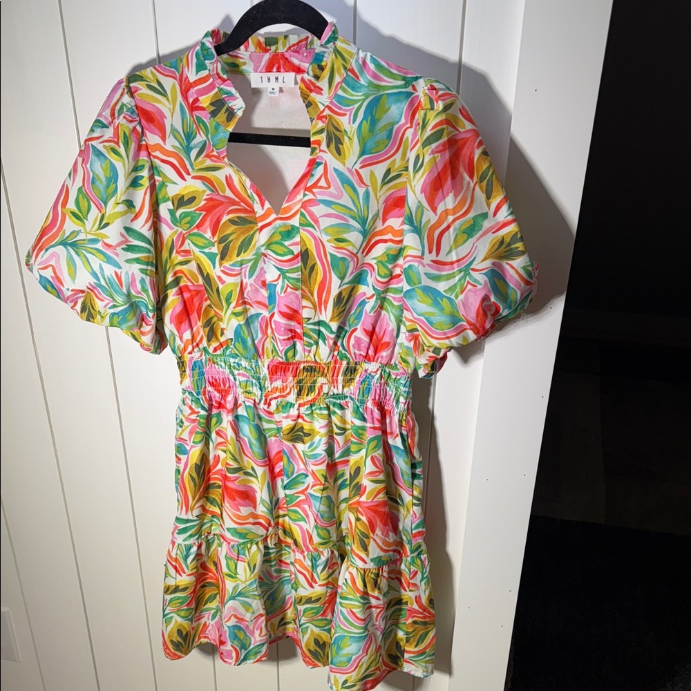 Tropical Leaf Print Dress